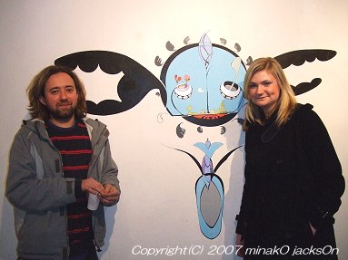 left; Andy Fung, artist  right; Vanessa Bartlett, The Bridewell Gallery co-ordinator 